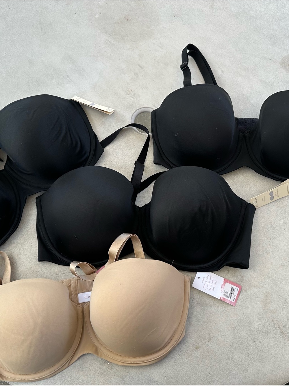 Cacique Black and Nude Molded T-Shirt Bras - 4-Pack Look